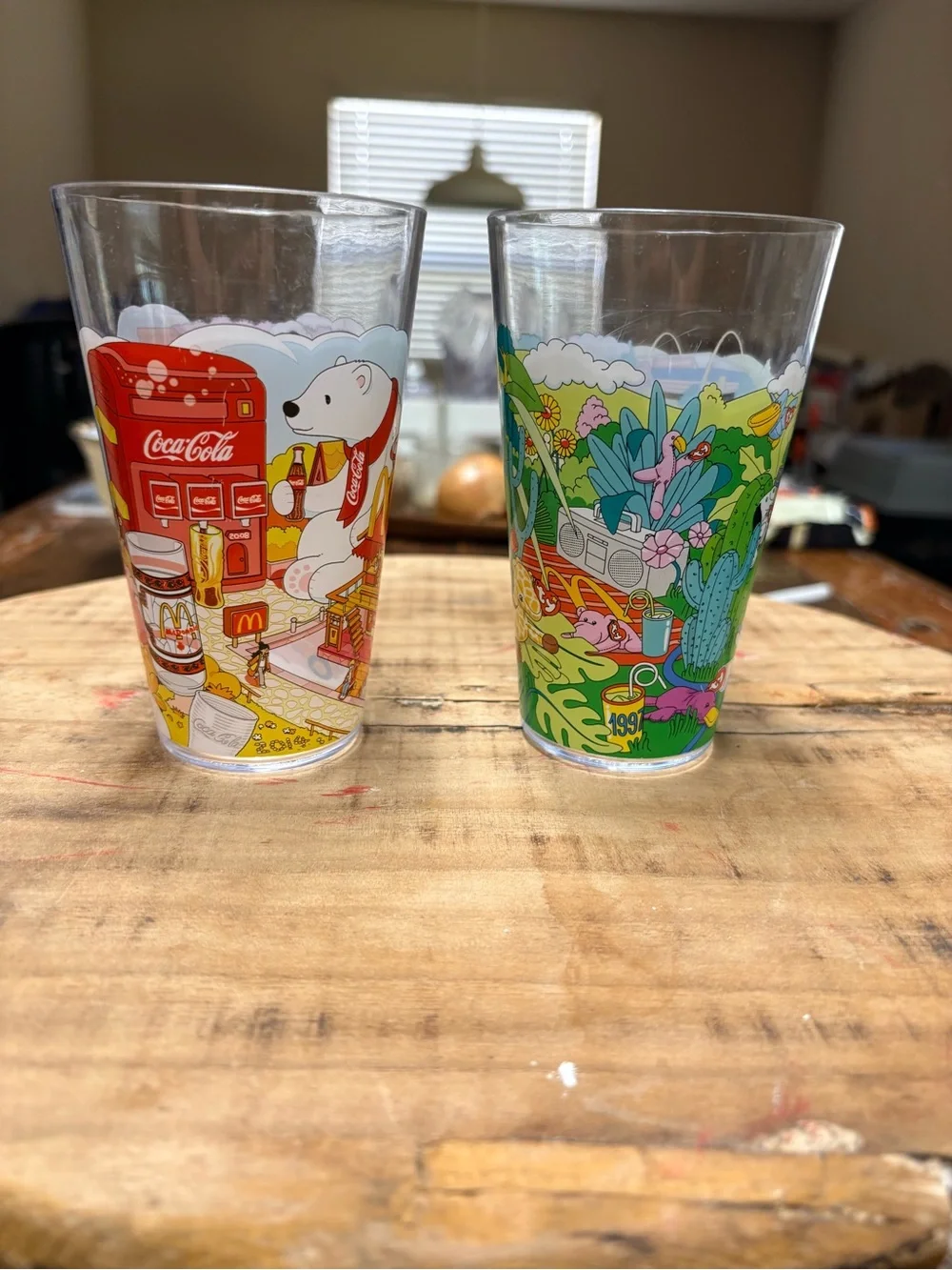 McDonald’s Collector's Edition Set Of 2 Coca Cola & Beanie Plastic Glasses
